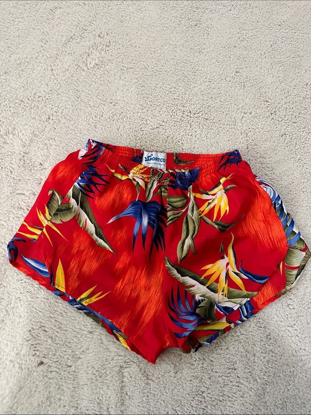 Sporto Red Tropical Floral Athletic Shorts